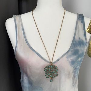 Long turquoise statement necklace